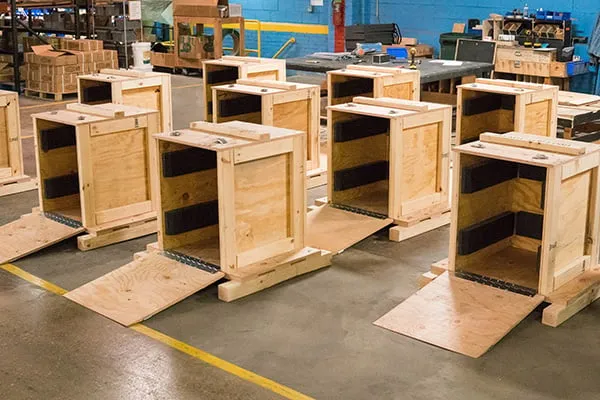 Precision machinery crate from Dammam - wooden crate designed for protecting heavy industrial equipment during international export from Saudi Arabia Heat Treated ISPM-15
